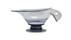 Glass bowl / platter on ceramic foot (A328 D75)