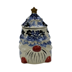Gnome Christmas tree ceramic container with lid (A523 D119) 