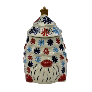 Gnome Christmas tree ceramic container with lid (A523 D44)   