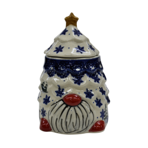 Gnome Christmas tree ceramic container with lid (A523 D53)  