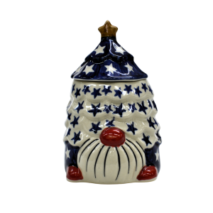 Gnome Christmas tree ceramic container with lid (A523 D45)    
