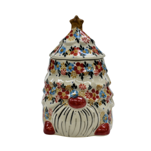 Gnome Christmas tree ceramic container with lid (A523 D52)