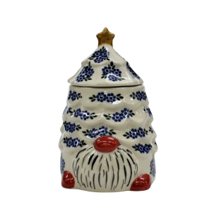 Gnome Christmas tree ceramic container with lid (A523 D16) 