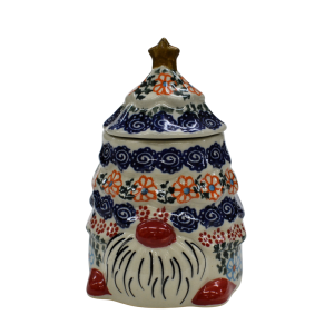 Gnome Christmas tree ceramic container with lid (A523 D35)    