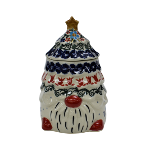 Gnome Christmas tree ceramic container with lid (A523 D59)    