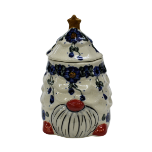 Gnome Christmas tree ceramic container with lid (A523 D40)