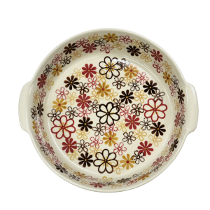 Round ceramic platter with handles (A525 D63)      