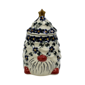 Gnome Christmas tree ceramic container with lid (A523 D6)