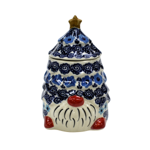 Gnome Christmas tree ceramic container with lid (A523 D98)