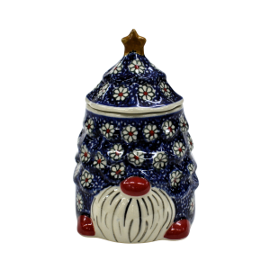 Gnome Christmas tree ceramic container with lid (A523 D65) 