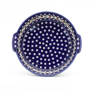 Round ceramic platter with handles (A525 D24)         