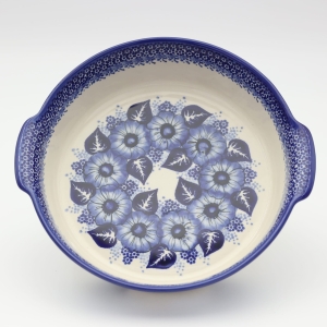 Round ceramic platter with handles (A525 D108) 