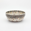 Bowl / salad bowl with rim 23 cm A196 D79 – hand-painted Bolesławiec pottery with traditional blue-and-white design, elegant for serving salads and main dishes.