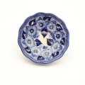 Flower bowl I A266 D108 – hand-painted Bolesławiec pottery in a decorative flower shape with a traditional pattern, perfect for desserts, fruits, and snacks.