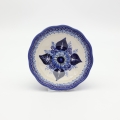 Flower bowl II A267 D108 – hand-painted Bolesławiec pottery in a decorative flower shape with a traditional pattern, perfect for desserts, fruits, and snacks.