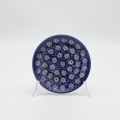Small dessert plate for cake 16 cm A537 D65 – hand-painted Bolesławiec pottery with traditional cobalt and white design, perfect for serving cakes and desserts.