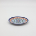 Small dessert plate for cake 16 cm A537 D69 – hand-painted Bolesławiec pottery with a traditional cobalt and green pattern, perfect for serving cakes and desserts.
