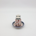 Salt and pepper shakers with tray A12 D139 – hand-painted Bolesławiec pottery in a traditional pattern, elegant spice set for the table.