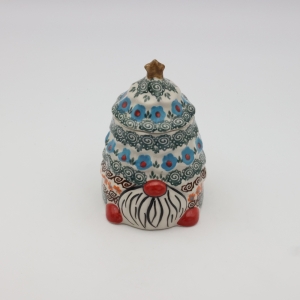 Gnome Christmas tree ceramic container with lid (A523 D62)