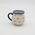 Barrel mug ANDY A10 D141 – hand-painted Bolesławiec pottery in a traditional pattern, practical and decorative for everyday use.