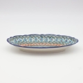 Small embossed platter A260 D59 – hand-painted Bolesławiec pottery, perfect for serving appetizers and desserts.