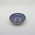 Small embossed platter A260 D98 – hand-painted Bolesławiec pottery, perfect for serving appetizers and desserts.