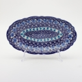 Small embossed platter A260 D98 – hand-painted Bolesławiec pottery, perfect for serving appetizers and desserts.