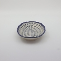 Small embossed platter A260 D14 – hand-painted Bolesławiec pottery, perfect for serving appetizers, desserts, and fruit.