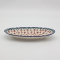 Small embossed platter A260 D139 – hand-painted Bolesławiec pottery, perfect for serving appetizers, desserts, and fruit.