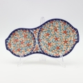 Hand-painted ceramic breakfast tray from Bolesławiec pottery.