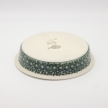 Round ceramic baking dish from Boleslawiec, authentic Polish pottery, hand painted stoneware cookware, handmade artisan ceramic dish for oven, microwave and dishwasher.