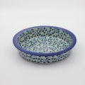 Round ceramic baking dish from Boleslawiec, authentic Polish pottery, hand painted stoneware cookware, handmade artisan ceramic dish for oven, microwave and dishwasher.