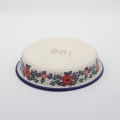 Okrągłe ceramiczne naczynie do zapiekania z Bolesławca, ręcznie zdobiona ceramika bolesławiecka, polskie rękodzieło artystyczne do piekarnika, mikrofalówki i zmywarki.