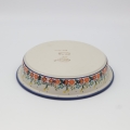 Round ceramic baking dish from Boleslawiec, authentic Polish pottery, hand painted stoneware cookware, handmade artisan ceramic dish for oven, microwave and dishwasher.