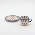 Ceramiczna filiżanka do espresso ze spodkiem Bolesławiec – tradycyjna polska ceramika.