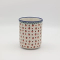 Hand-painted large kitchen utensil holder made from traditional Bolesławiec pottery. Perfect for storing spoons, spatulas, and kitchen accessories.