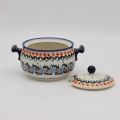 Hand-painted BUFET 1L ceramic tureen made from traditional Bolesławiec pottery. Perfect for serving soups, sauces, and hot dishes.