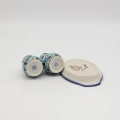 Hand-painted salt and pepper shakers with tray made from traditional Bolesławiec pottery. A stylish set perfect for everyday use and elegant table settings.