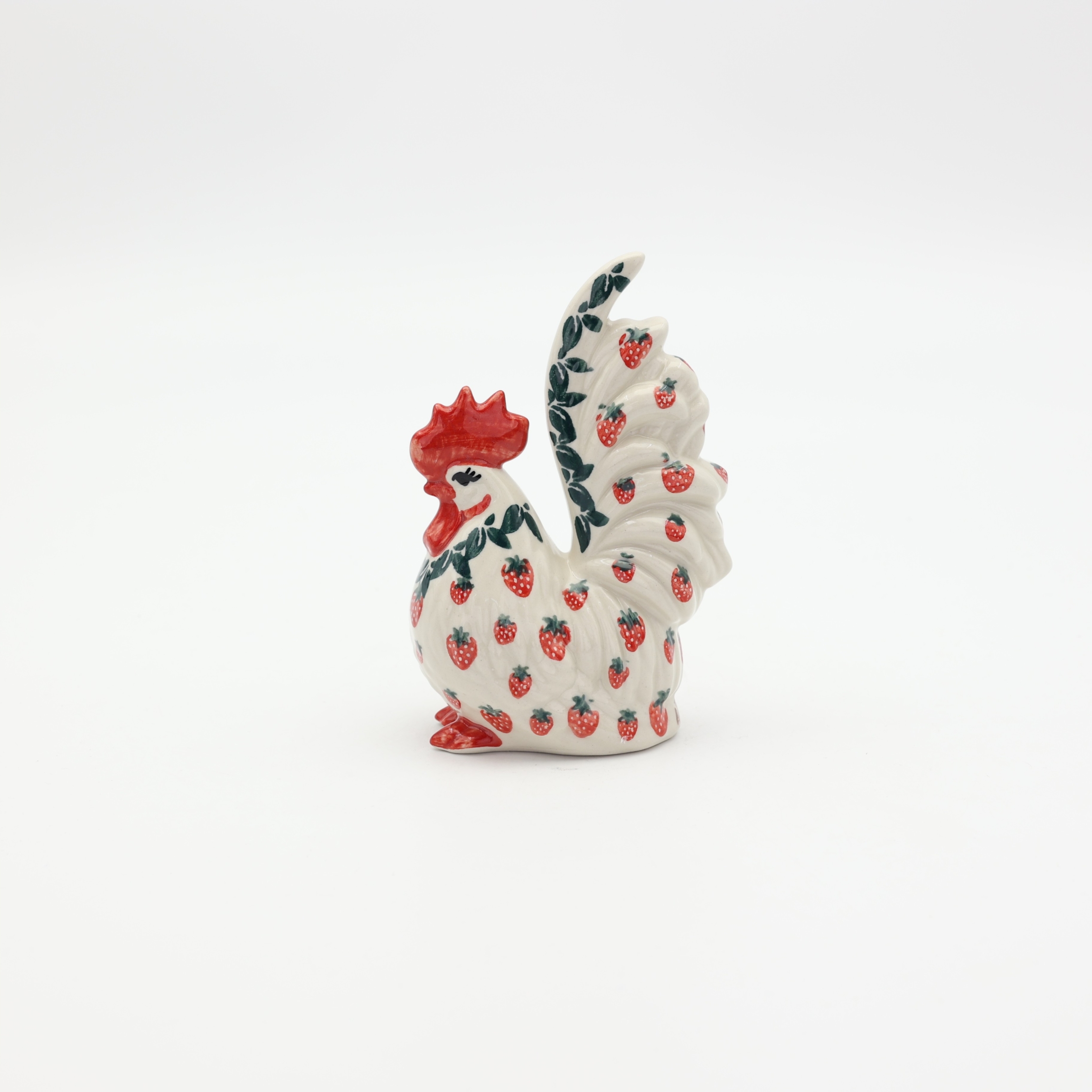 Ceramic rooster A382 D139 – hand-painted Bolesławiec pottery in a traditional pattern, decorative figurine for home or kitchen.