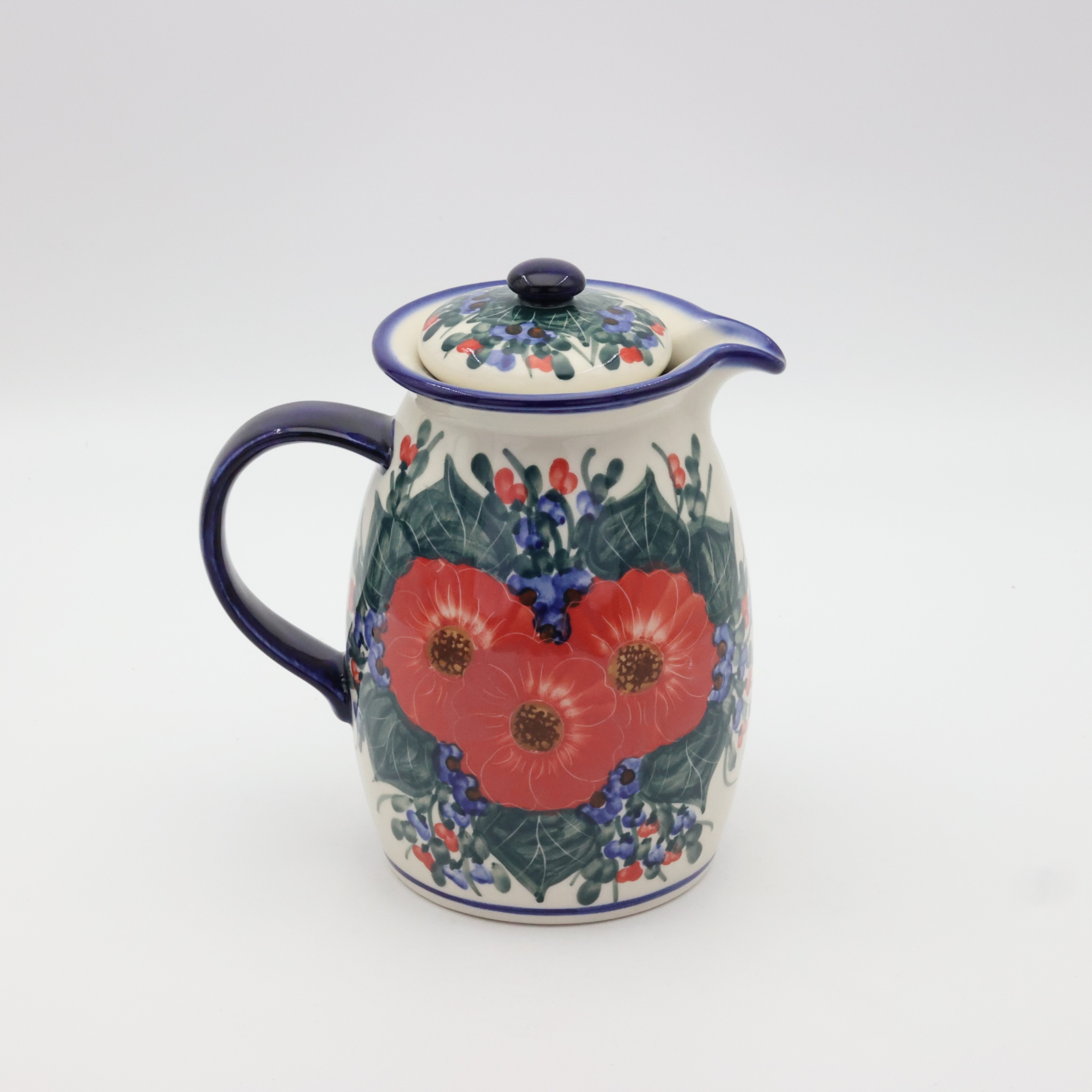 Czajnik wysoki ANDY A291 D28 – ręcznie malowana ceramika bolesławiecka w tradycyjnym wzorze, elegancki i funkcjonalny do parzenia herbaty.