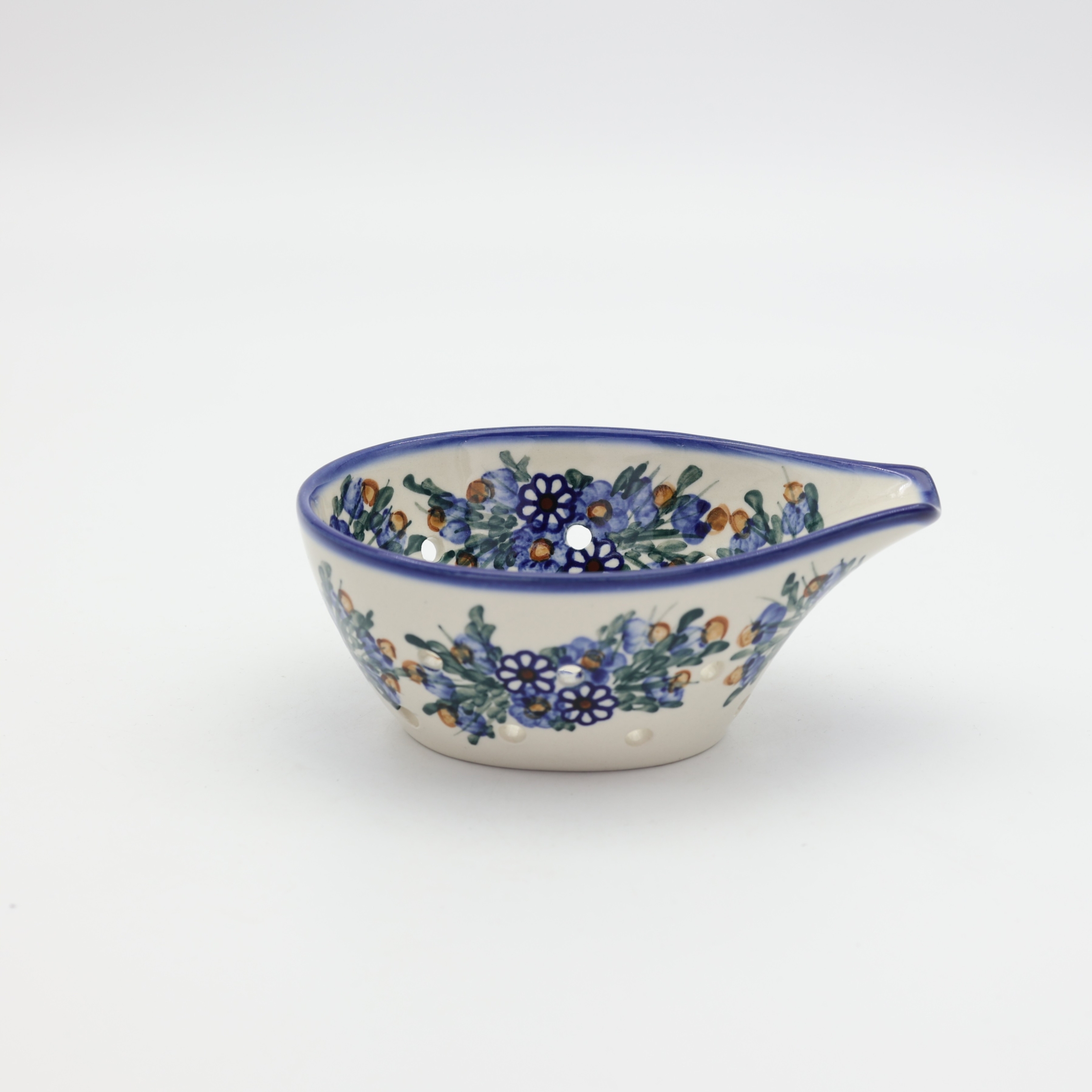 Ceramic colander / strainer A506 D7 – hand-painted Bolesławiec pottery, practical and decorative for draining pasta, vegetables, and fruits.
