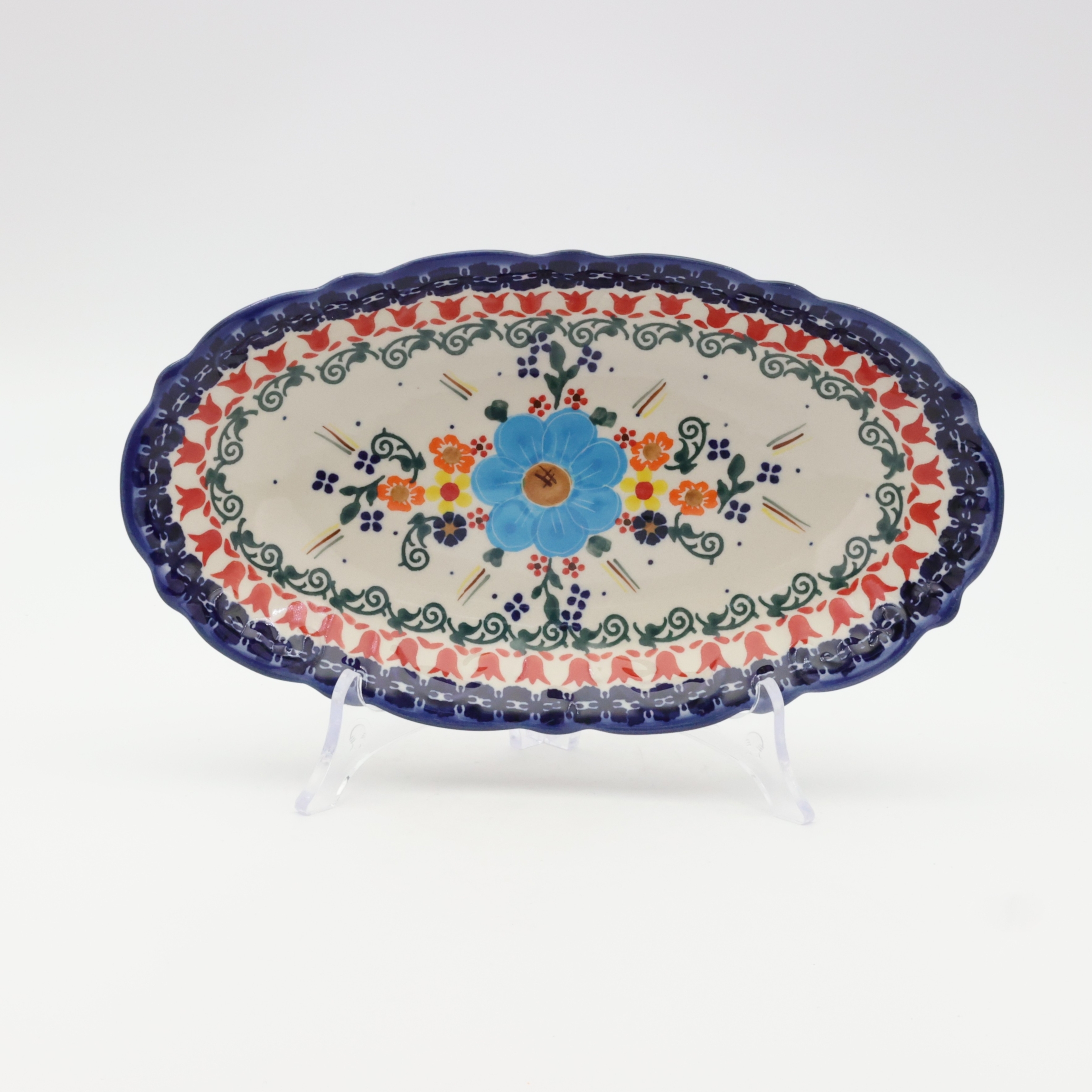 Ceramic soup tureen BUFET 1L A559 D122 – hand-painted Bolesławiec pottery, perfect for soups and stews.