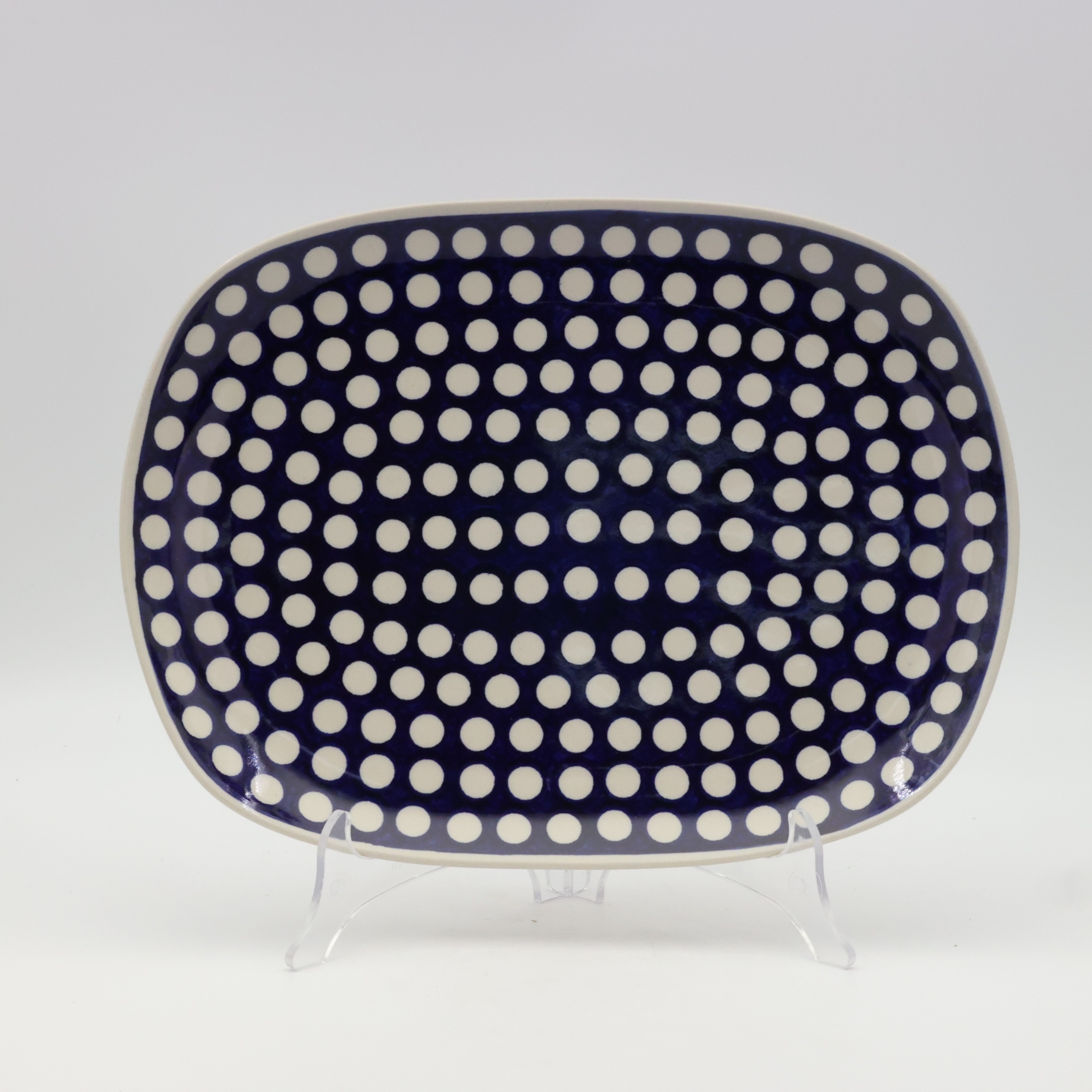 Large ceramic ROGAŚ platter A173 D64, hand-painted, perfect for serving meats, cold cuts, and appetizers.