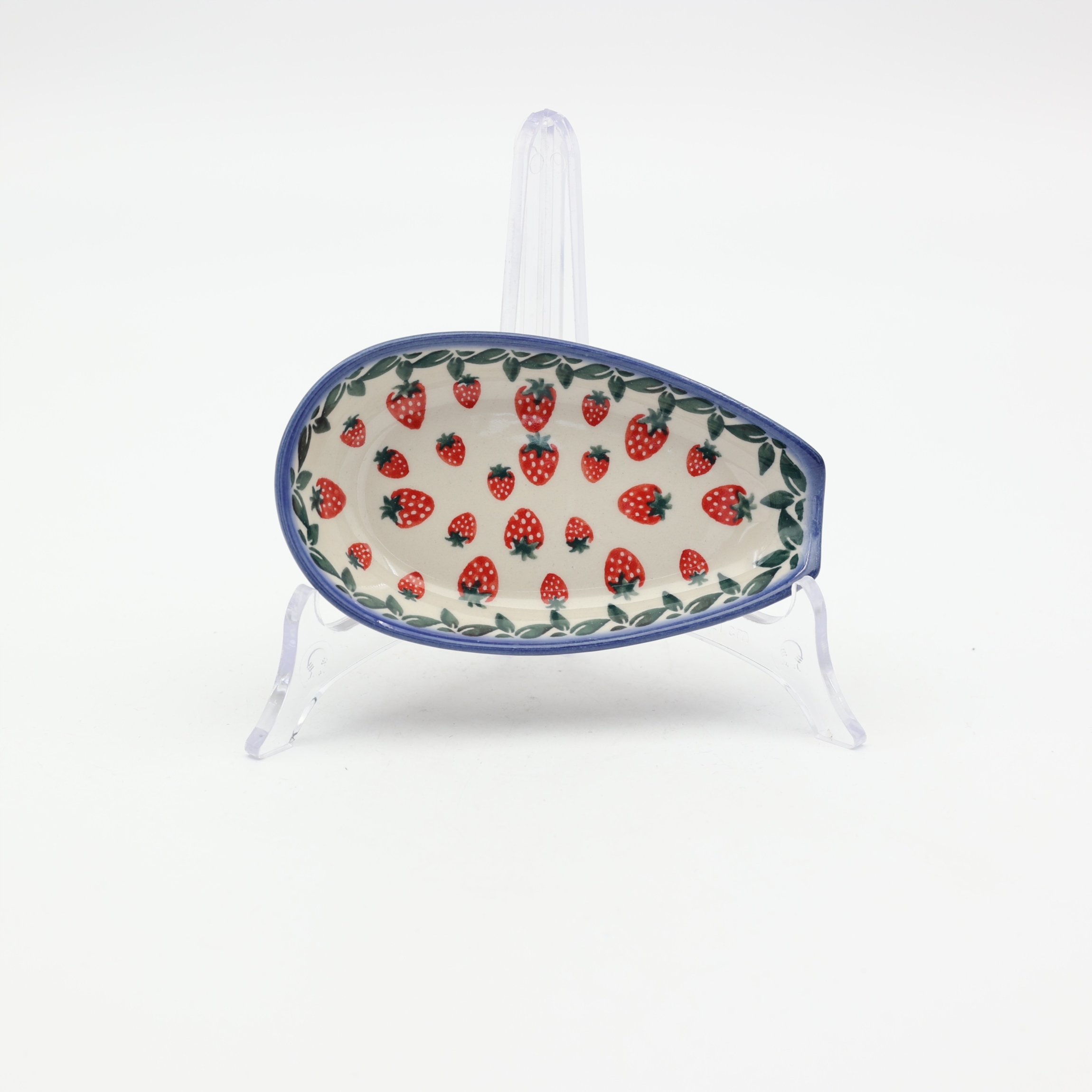 Hand-painted ceramic spoon rest from Bolesławiec pottery.