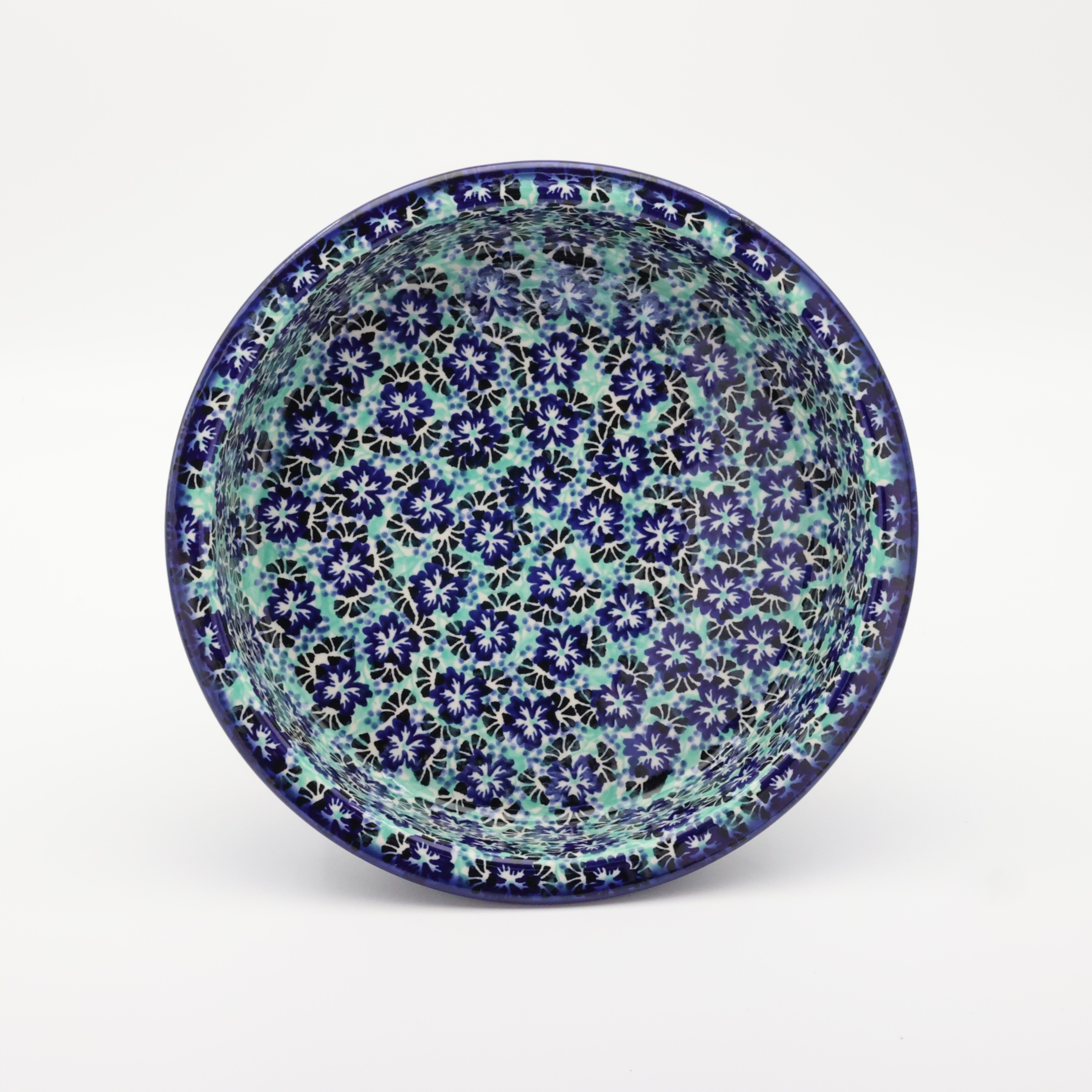 Round ceramic baking dish from Boleslawiec, authentic Polish pottery, hand painted stoneware cookware, handmade artisan ceramic dish for oven, microwave and dishwasher.